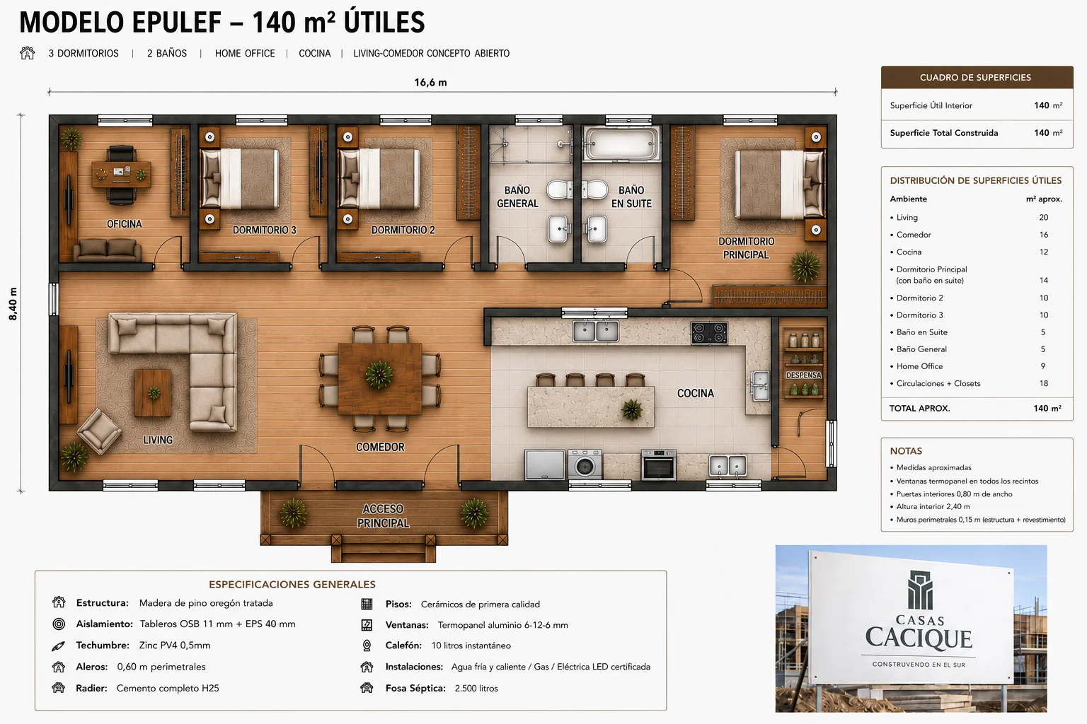 Plano Modelo Epulef 140m²