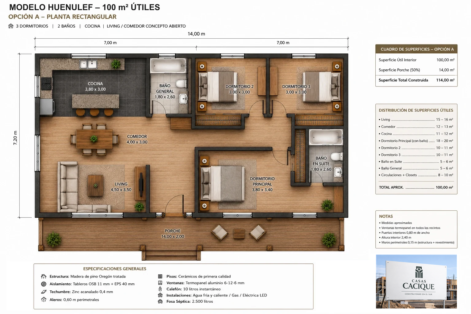 Plano Modelo Huenulef 100m²