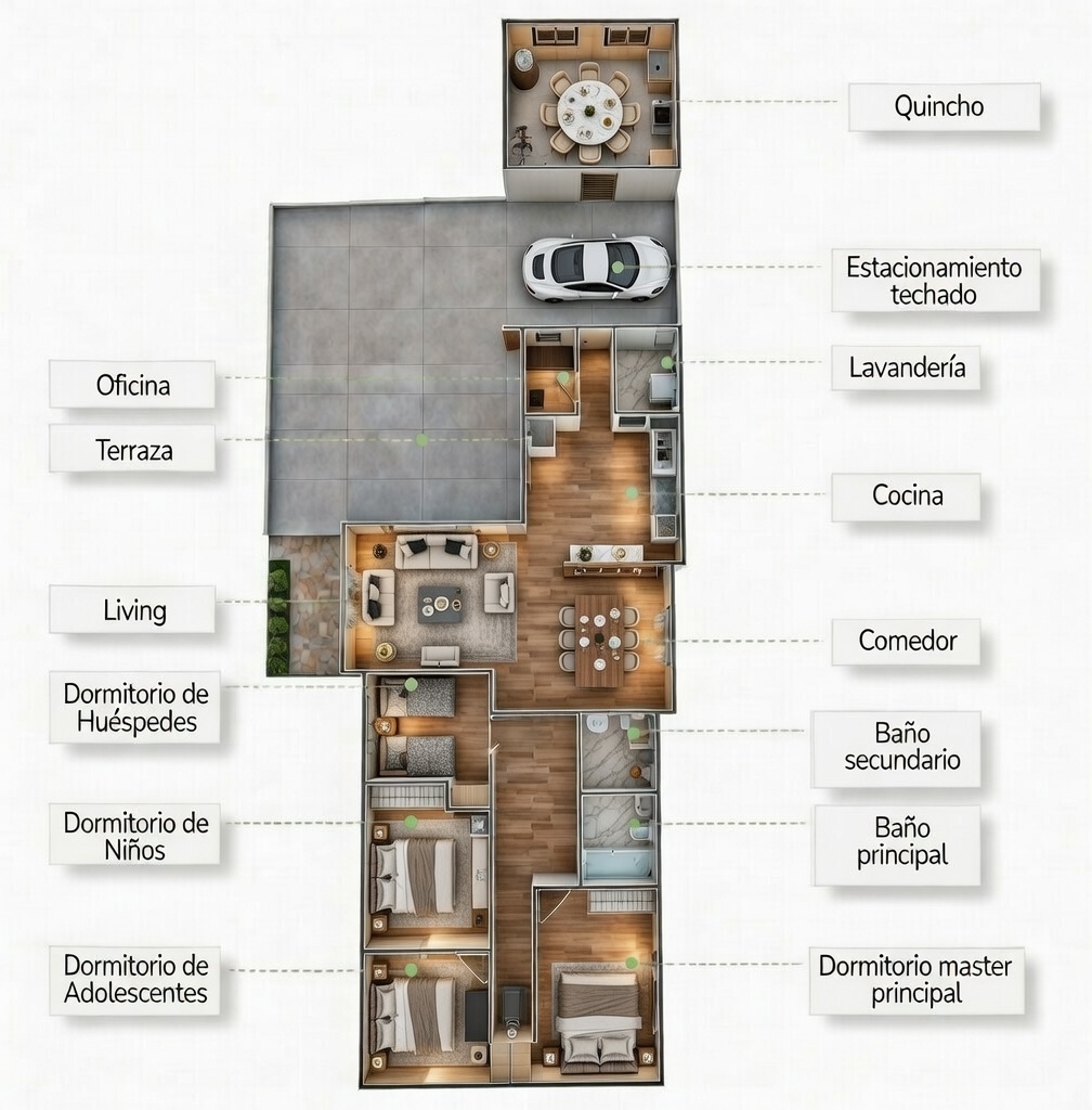 Plano Modelo Paillalef 160m²