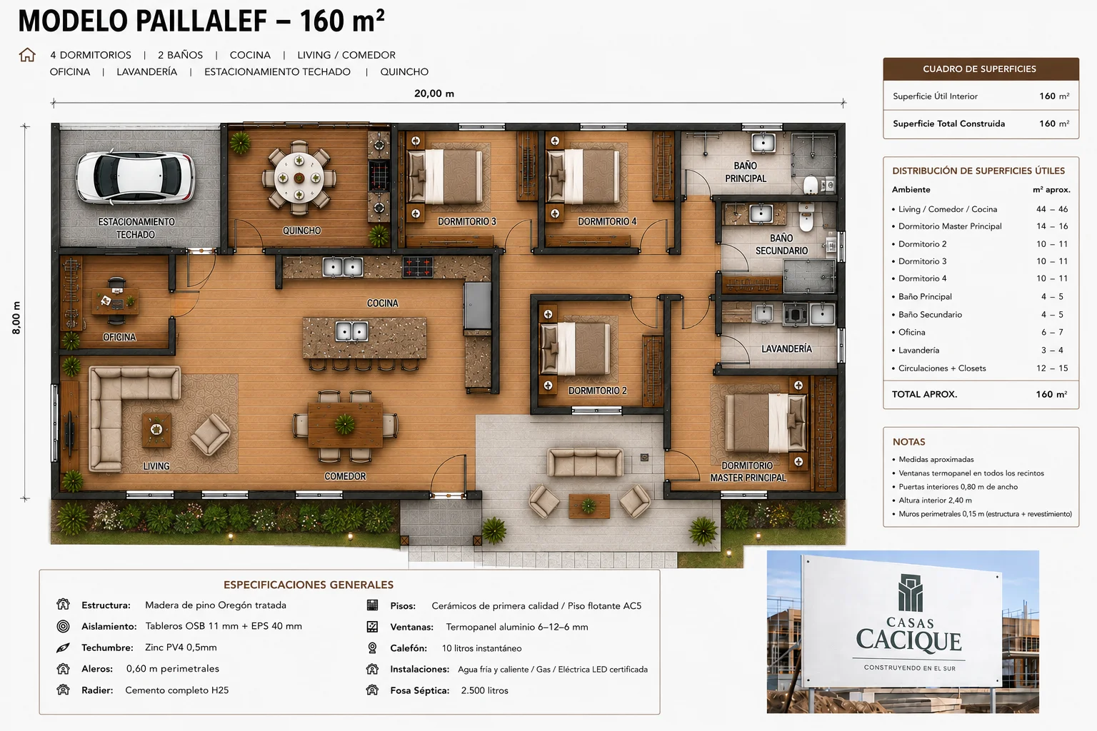 Plano Modelo Paillalef 160m²